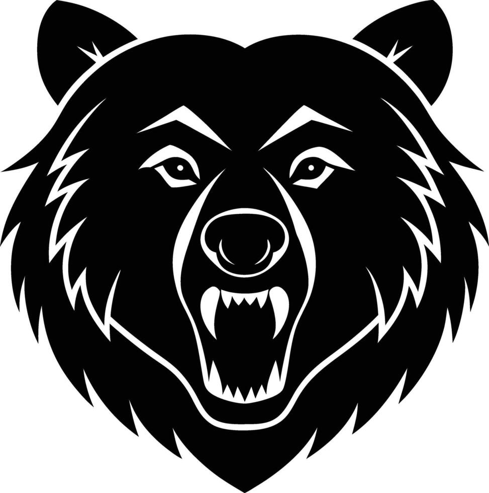 Bold Front Facing Silhouette of Bear Head vector