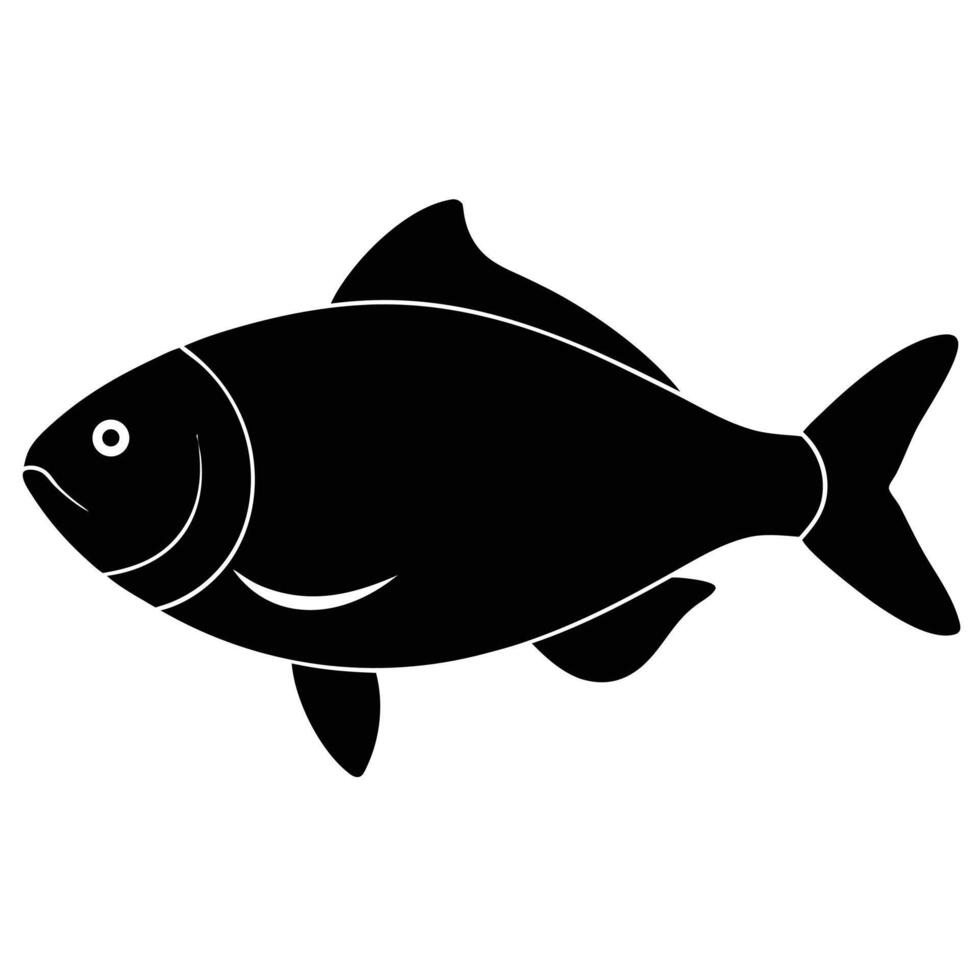 the silhouette of a chub fish with a thick body vector