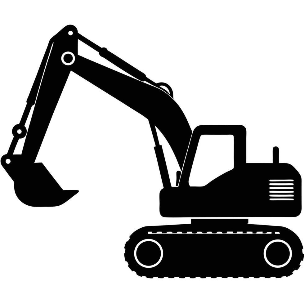 the silhouette of a mechanical digger or excavator vector