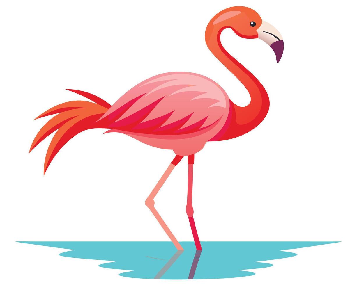 a flamingo with pink feathers and long legs standing gracefully vector