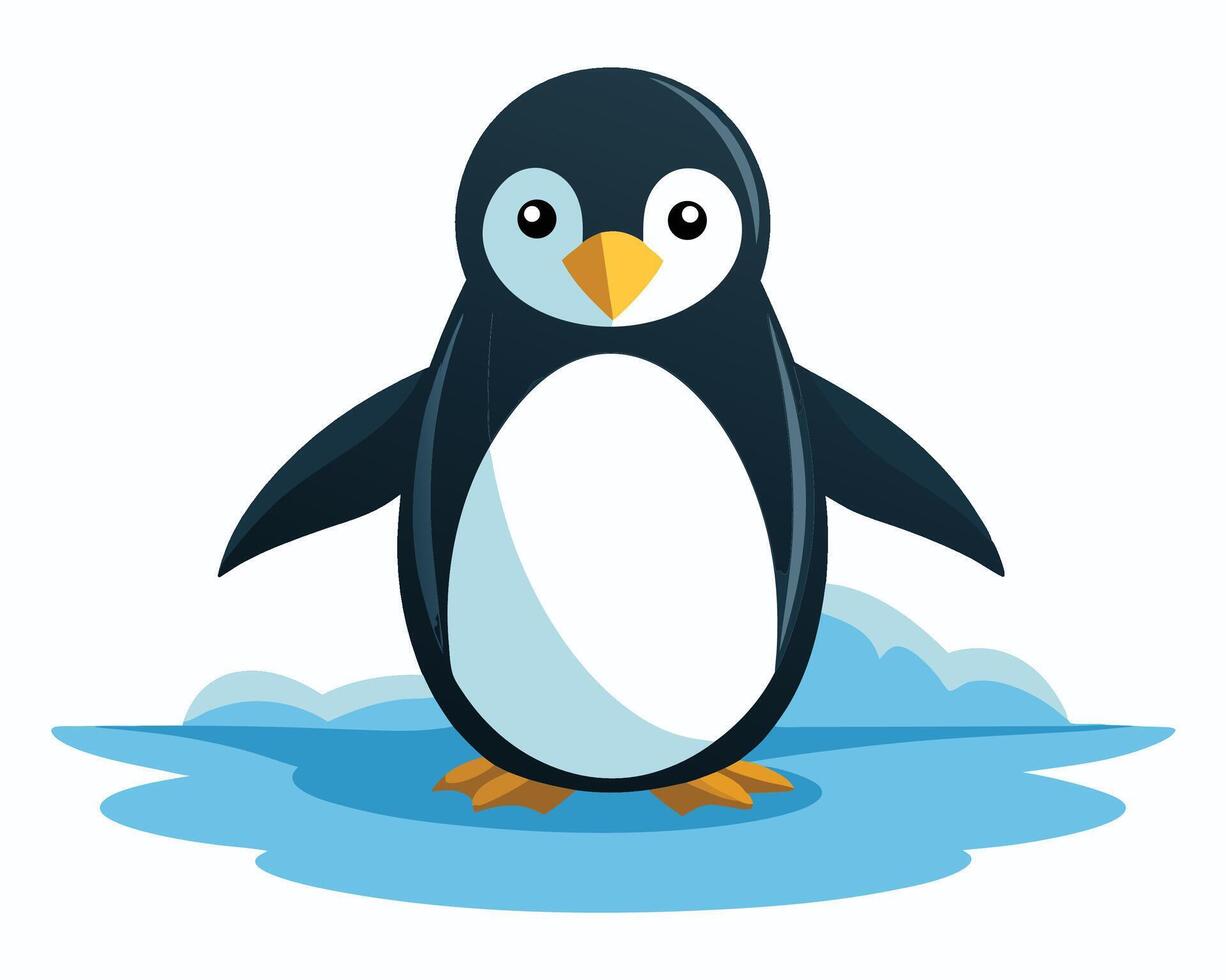 a penguin with its white belly and black wings standing upright vector