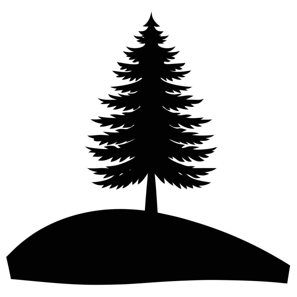 a solitary pine tree standing strong on a hilltop vector