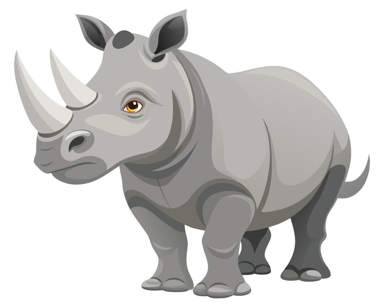lifelike rhinoceros with its rough gray skin and large horn vector