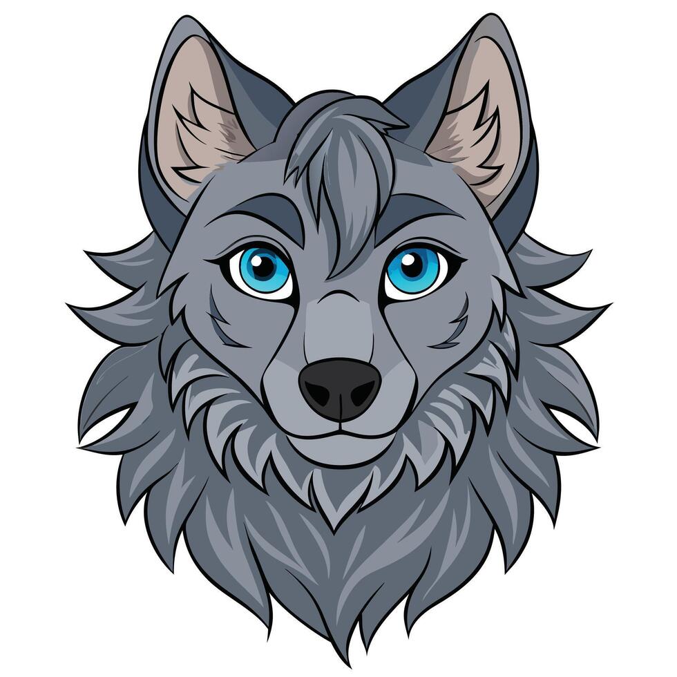 a detailed image of a grey wolf with piercing eyes vector