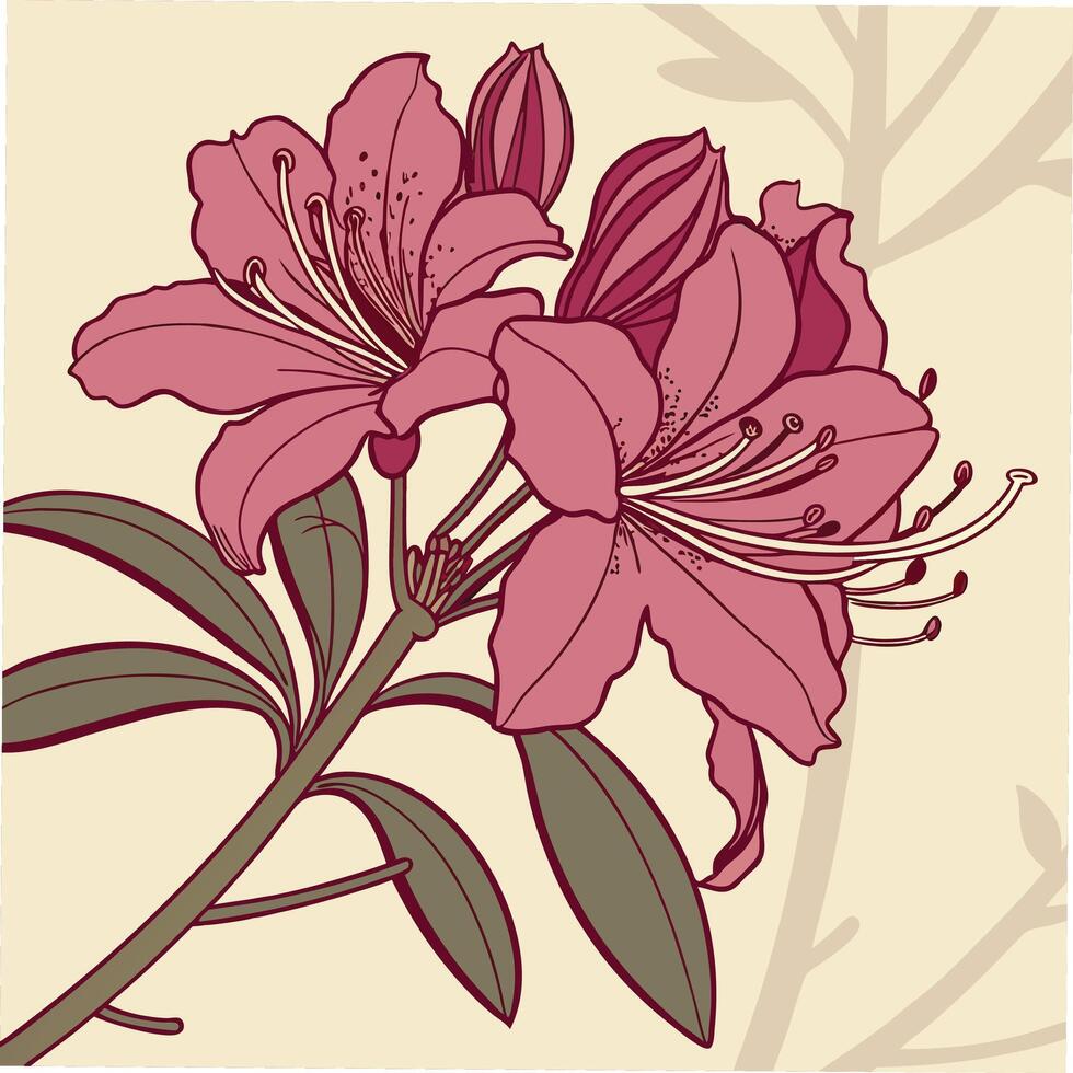 Vibrant Fuchsia Azalea with Layered Sharp Petals vector