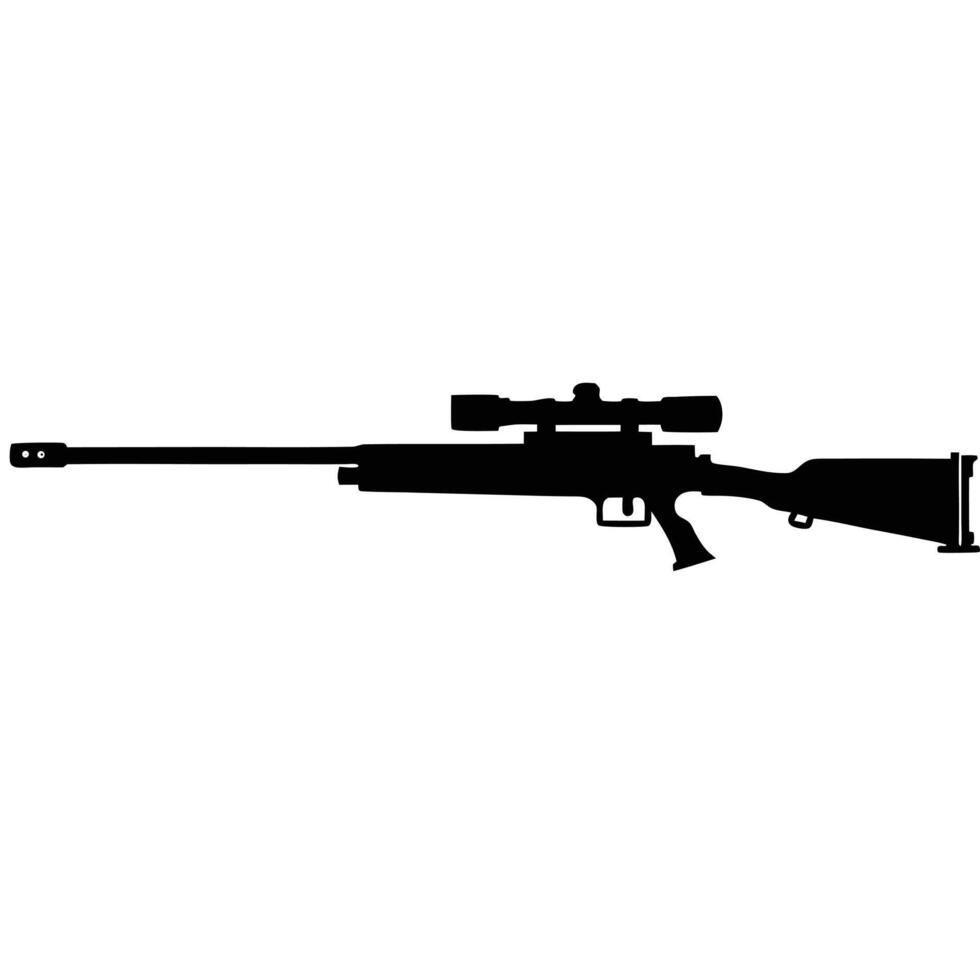 Silhouette of Sniper Rifle with Long Barrel vector