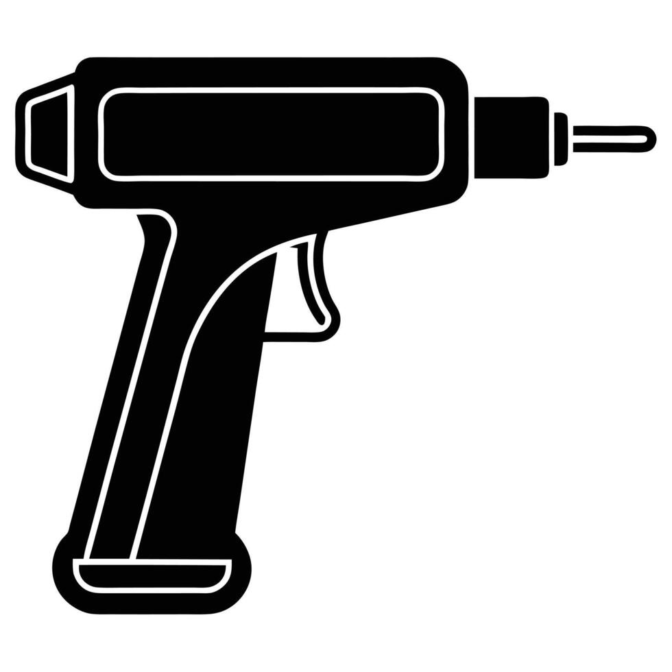 the outline of a pneumatic nail gun angled slightly vector