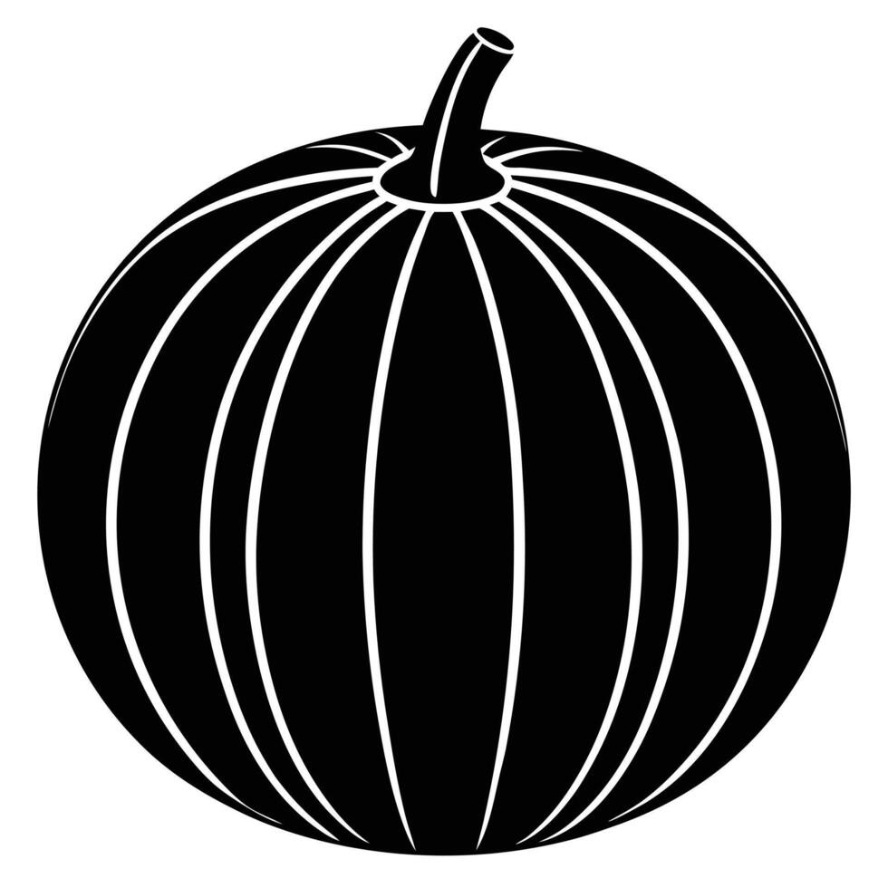 a round pumpkin with deep ridges and a small stem vector