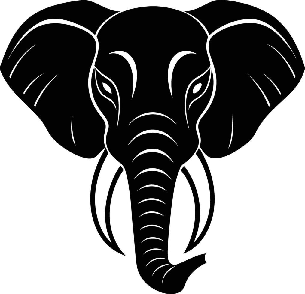 design a line art silhouette of an elephant's head vector