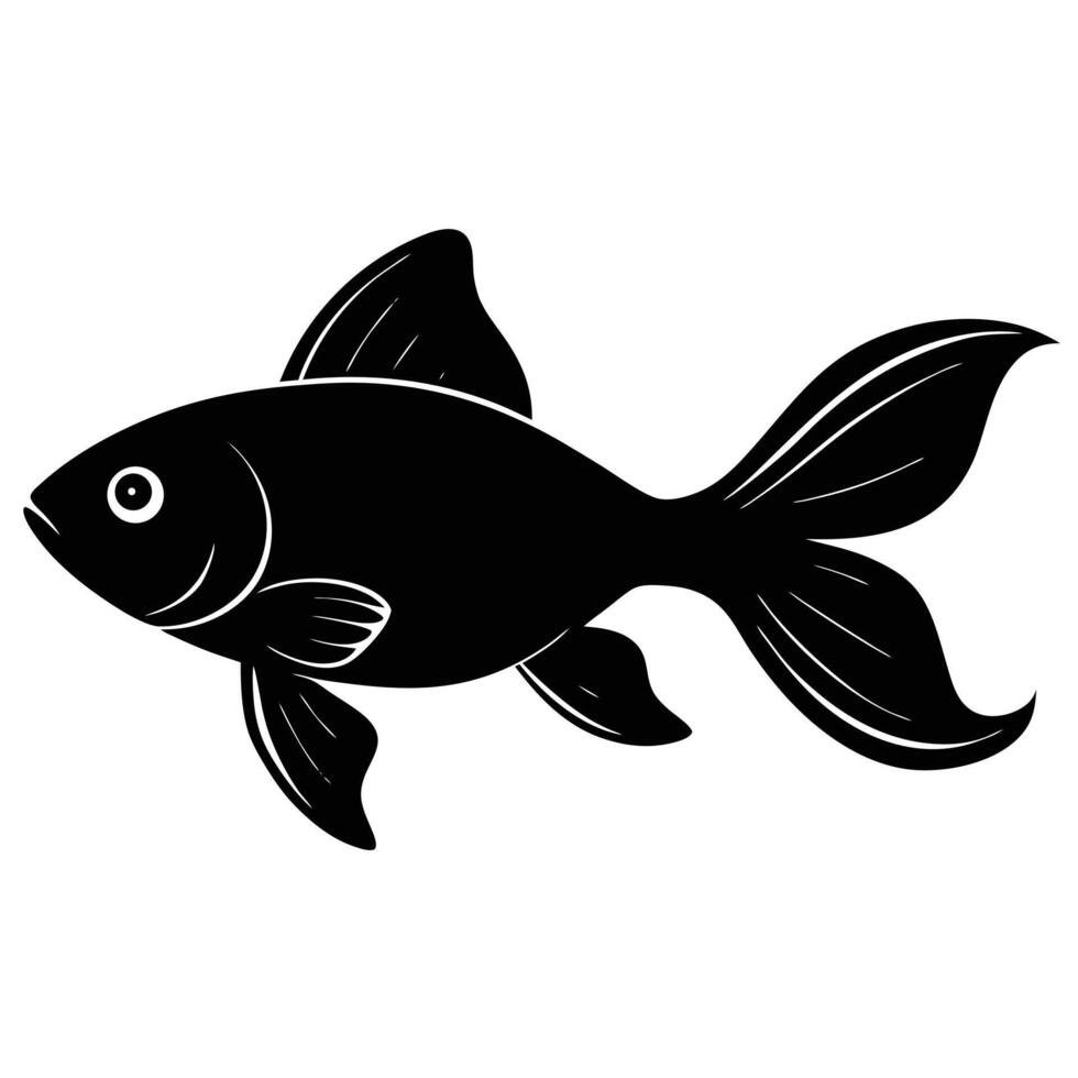 a simple silhouette of a goldfish swimming gracefully vector