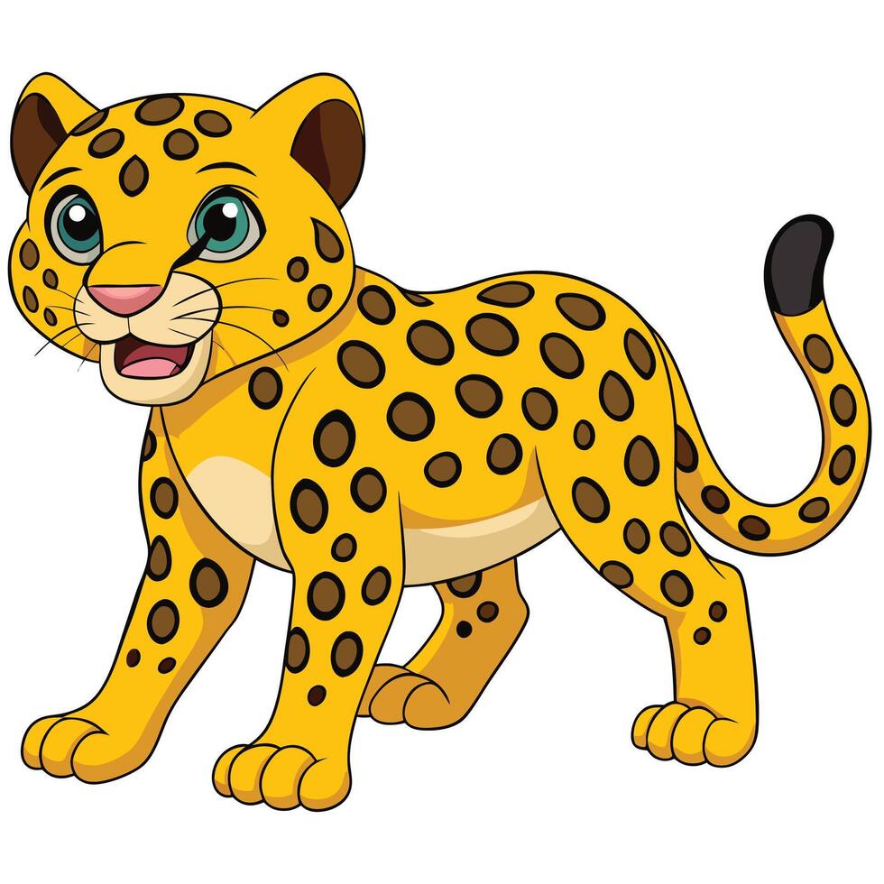fierce jaguar with yellow and black spots posing vector