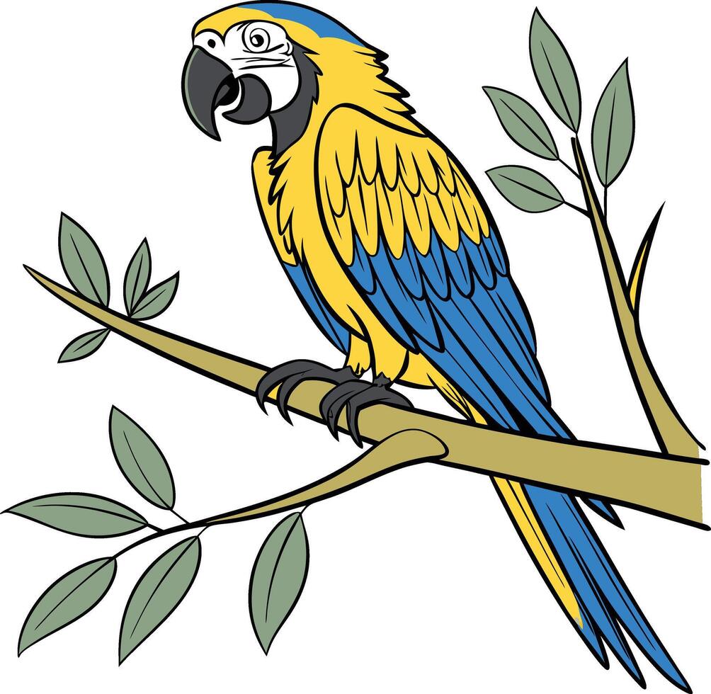 Bold yellow macaw parrot with vibrant feathers vector