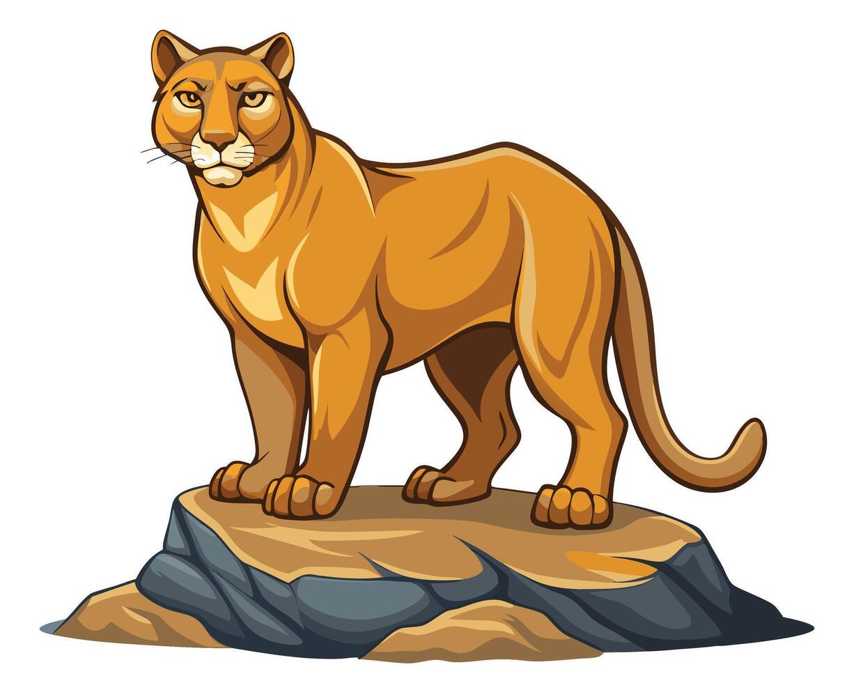 cougar with muscular build and yellowish brown coat vector