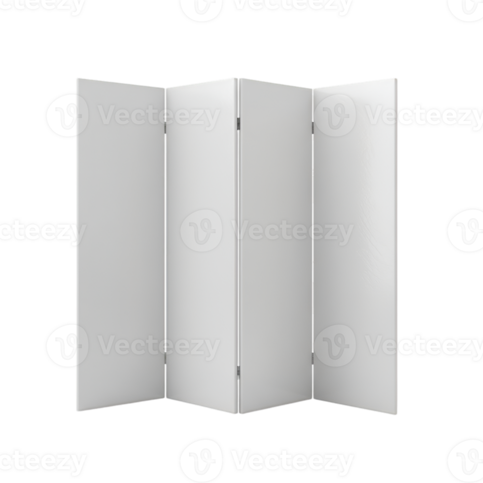 Elegant White Folding Screen on Transparent Backdrop for Versatile Design png