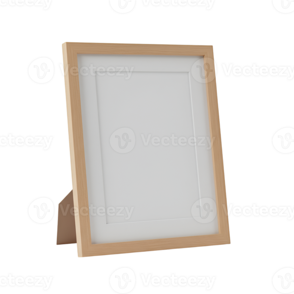 Elegant Standing Wooden Picture Frame with White Mat on Transparent Backdrop png