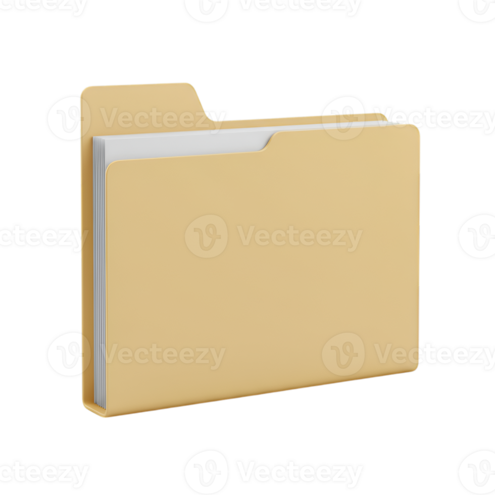 Illustration of a beige folder with documents and a transparent background png
