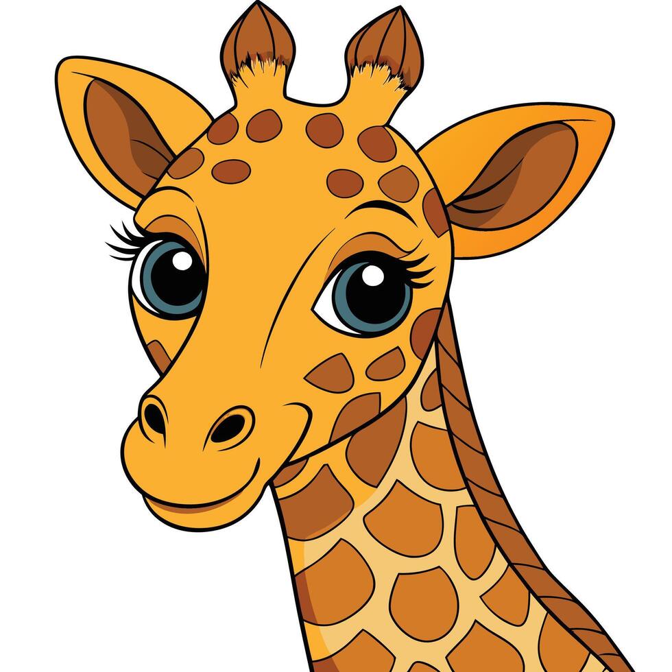 detailed close up of a giraffe highlighting its long neck vector