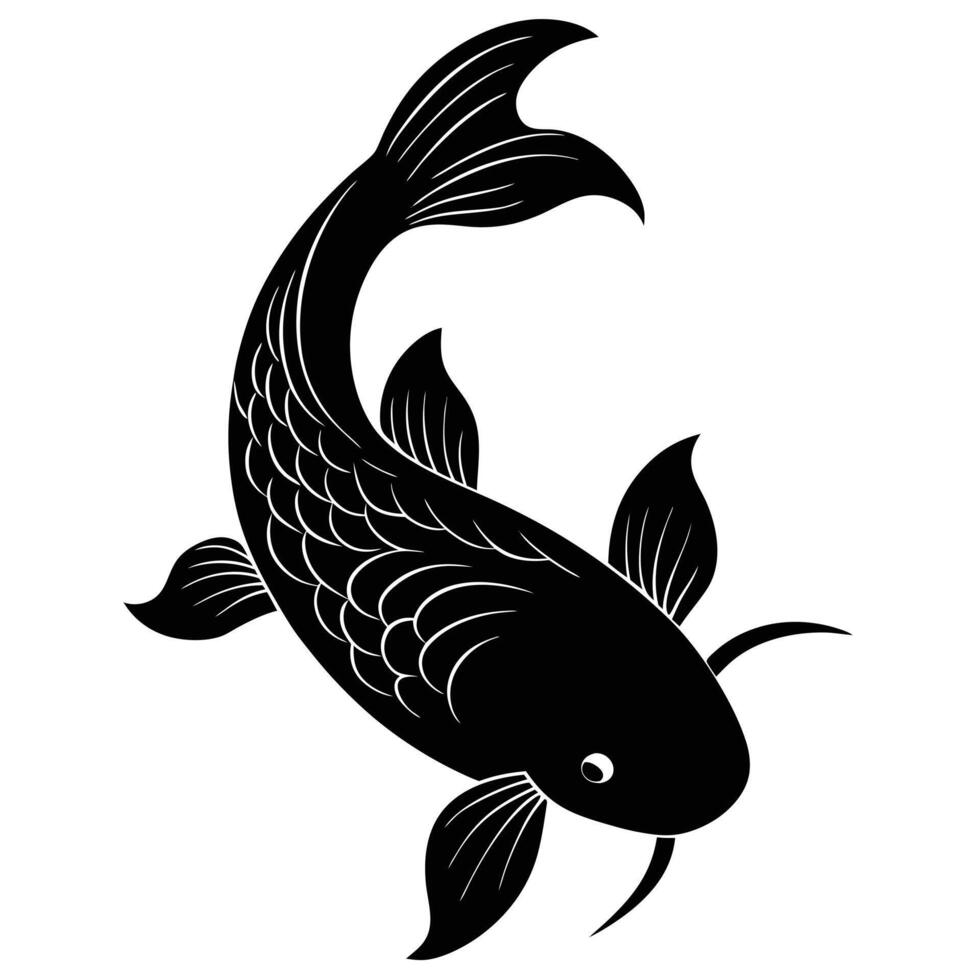a silhouette of a koi fish swimming in a serene manner vector