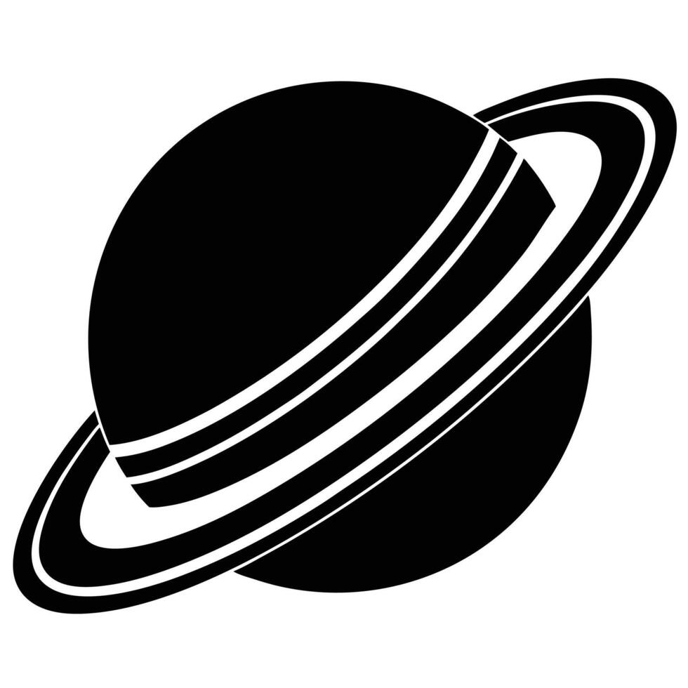 Planet silhouette with visible rings vector