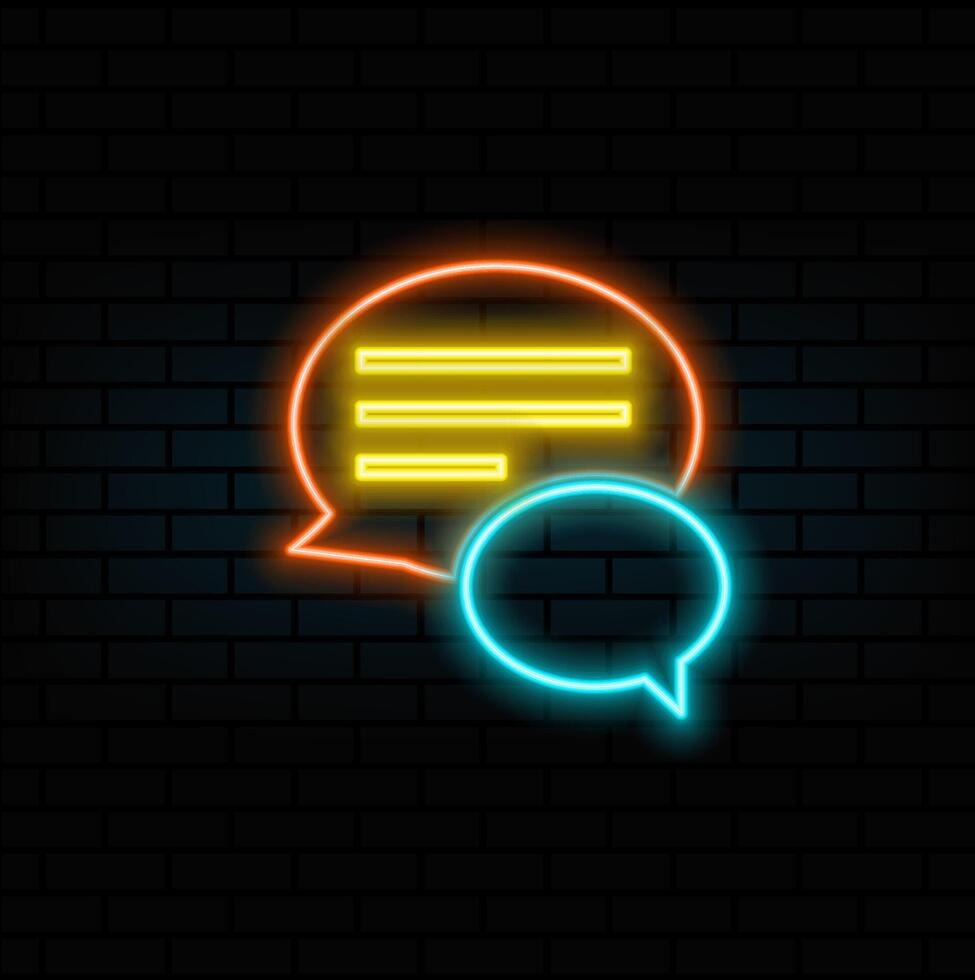 Speech bubbles flat icon. Chat symbol. neon style. talking text message bubble round sphere speech balloon decoration sign symbol icon set collection. vector