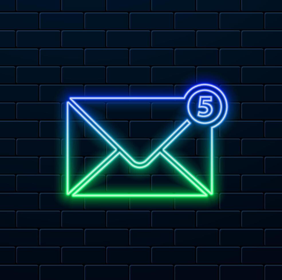 email warning concept. neon style. spam envelope. alert message notification. danger error alerts. stop spam illustration. virus problem. vector
