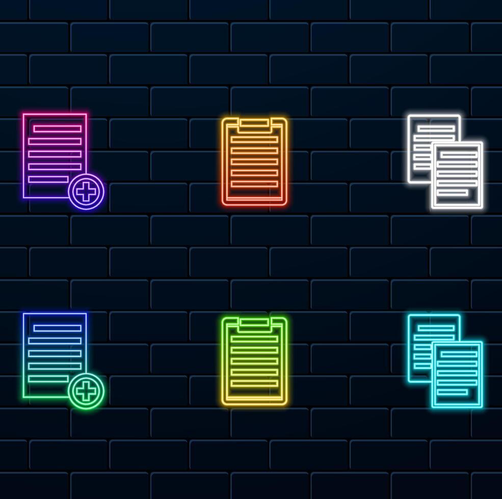 icon. Medical Result. neon style.medical report, health report book, medical report icon. vector
