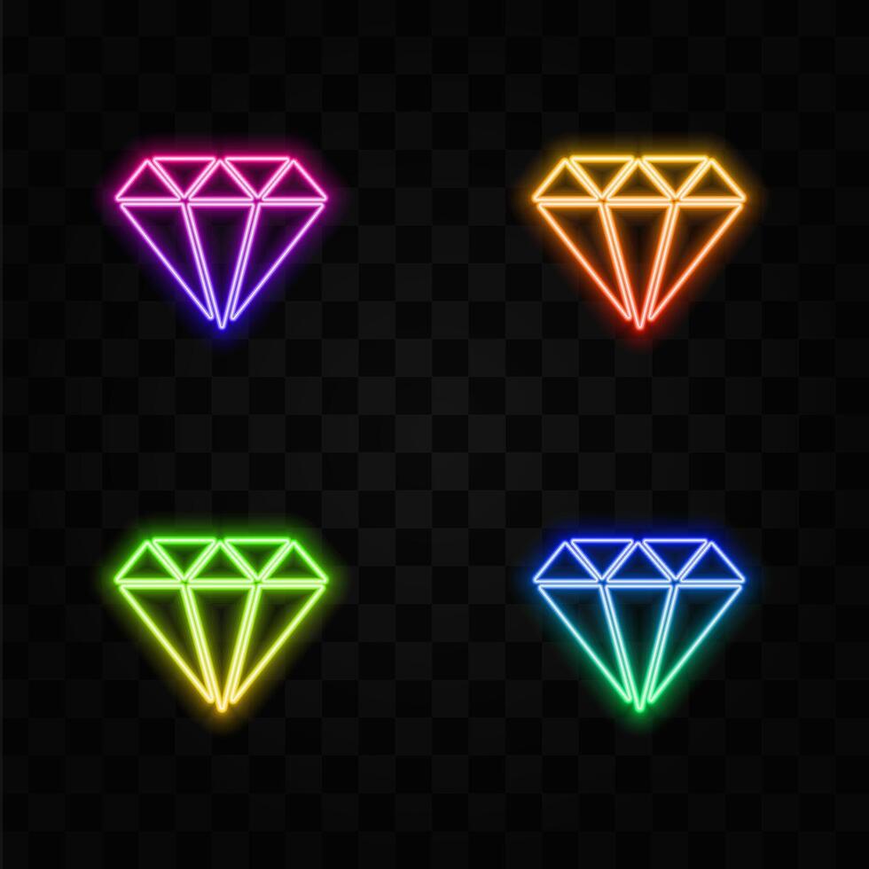 diamond line icon. neon style. gem, jewel, luxury, precious, gemstone, crystal, sparkling, fortune, of value, clarity, shine, shine, cut, stone, expensive, decoration, jewel, elegant, symbol, treasure vector