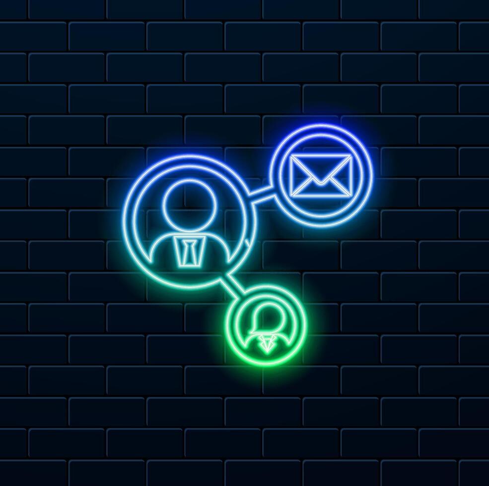 neon style. people connection line. neon style. Linear style sign for mobile concept and web design. Social network connection outline icon. symbol logo illustration. graphics vector