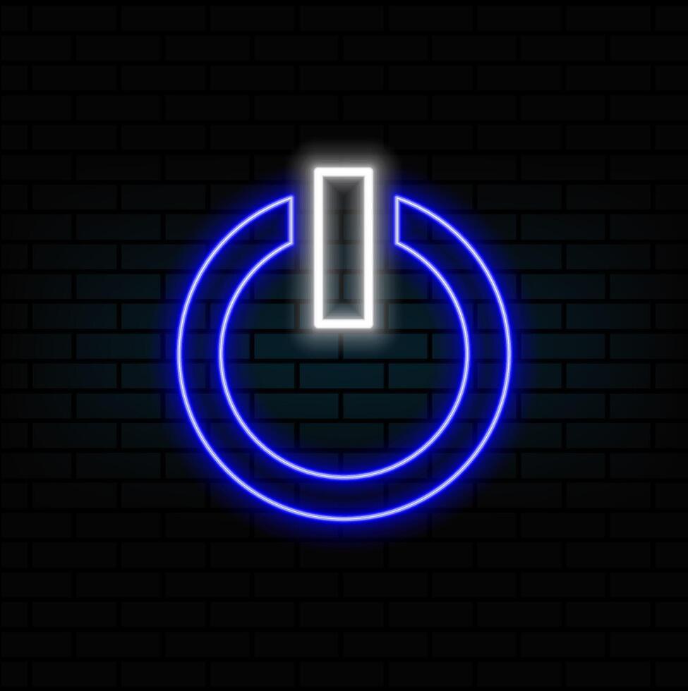 neon style. power button button icon. neon style. modern symbol for graphic and web design. on off button vector
