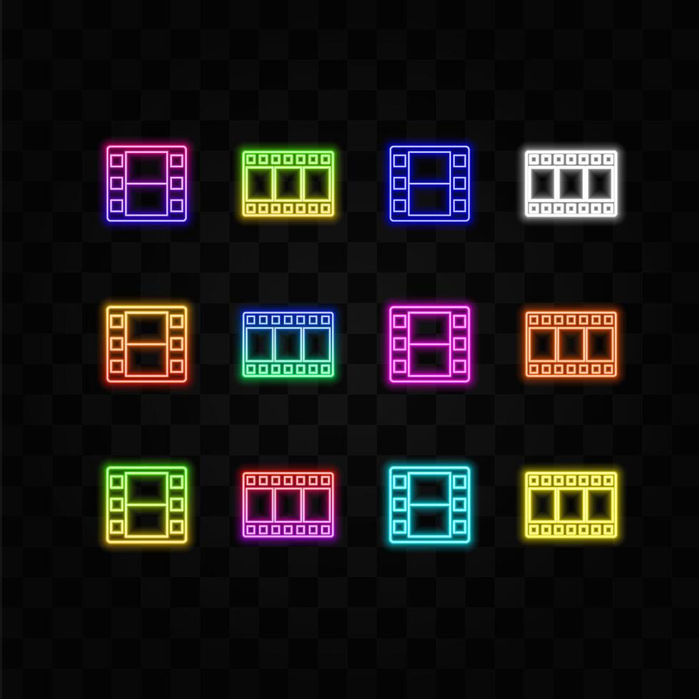 playback icon. neon style. Film strip sign. vector