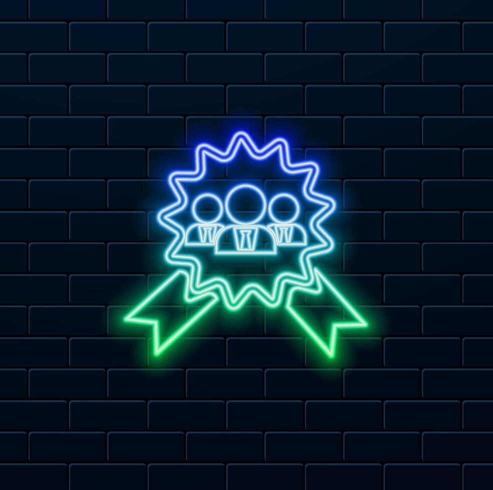 neo style. Social media and influencer marketing thin line icons. neon. medal, promotion. vector