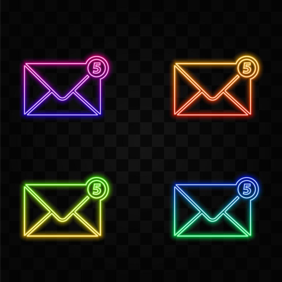Spam message. email warning concept. neon style. spam envelope. alert message notification. danger error alerts. stop spam illustration. virus problem. vector