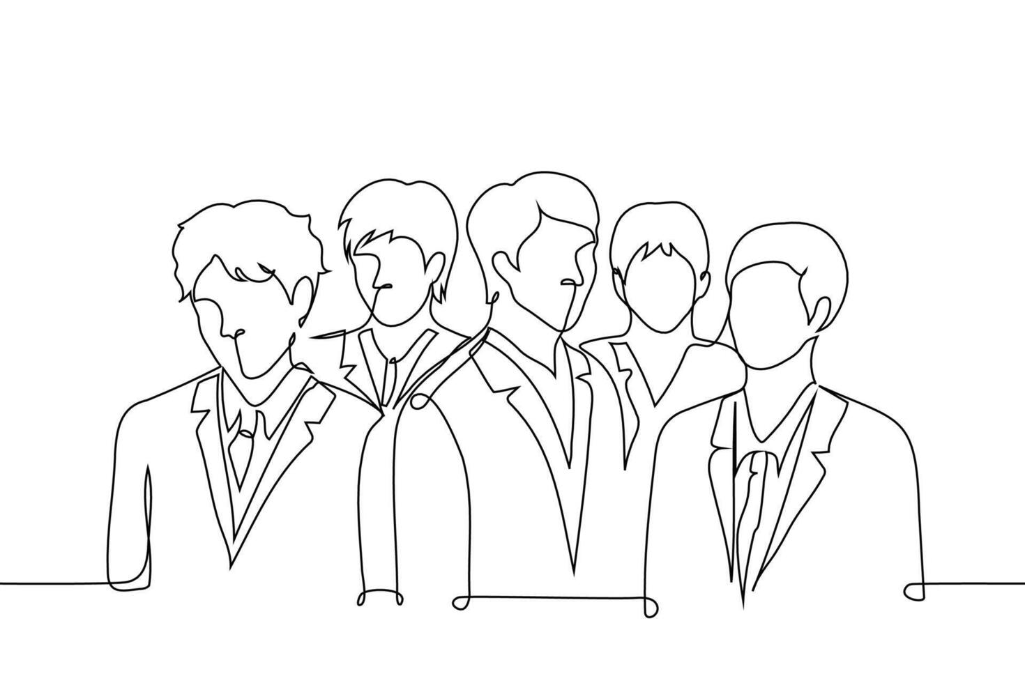 group portrait of businessman - one line art . concept masculine business community, elite, politicians, male leadership, patriarchy vector