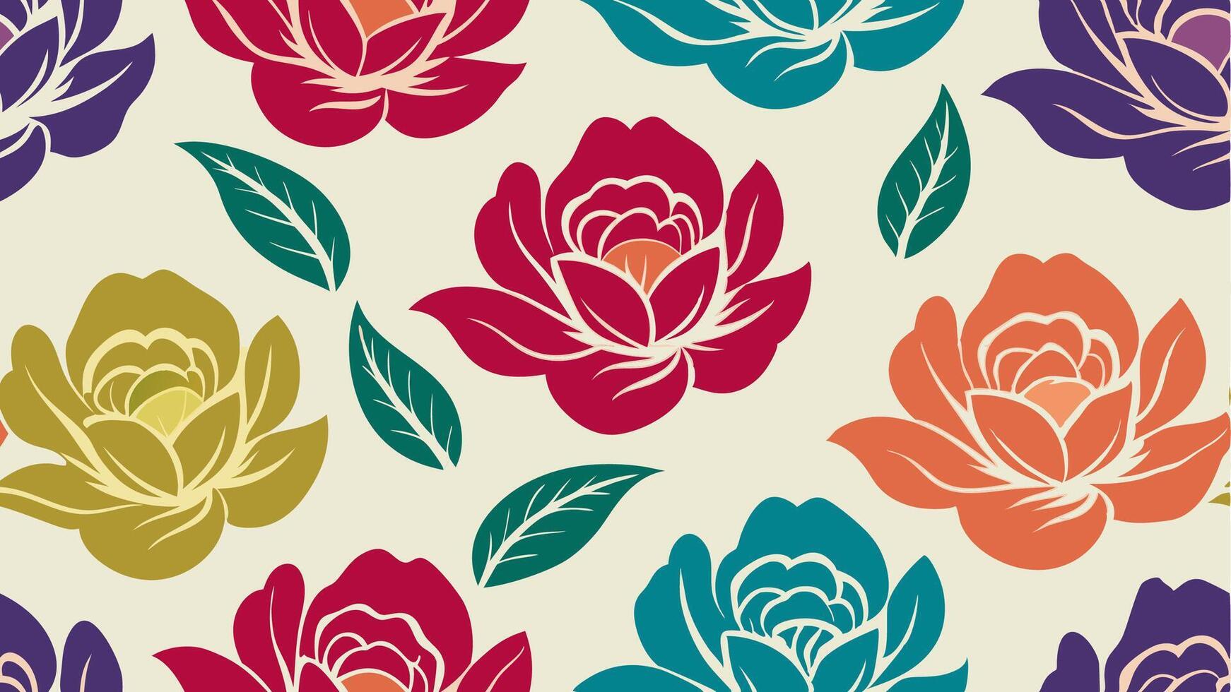 Seamless floral pattern background colorful flowers graphic design vibrant artful composition vector