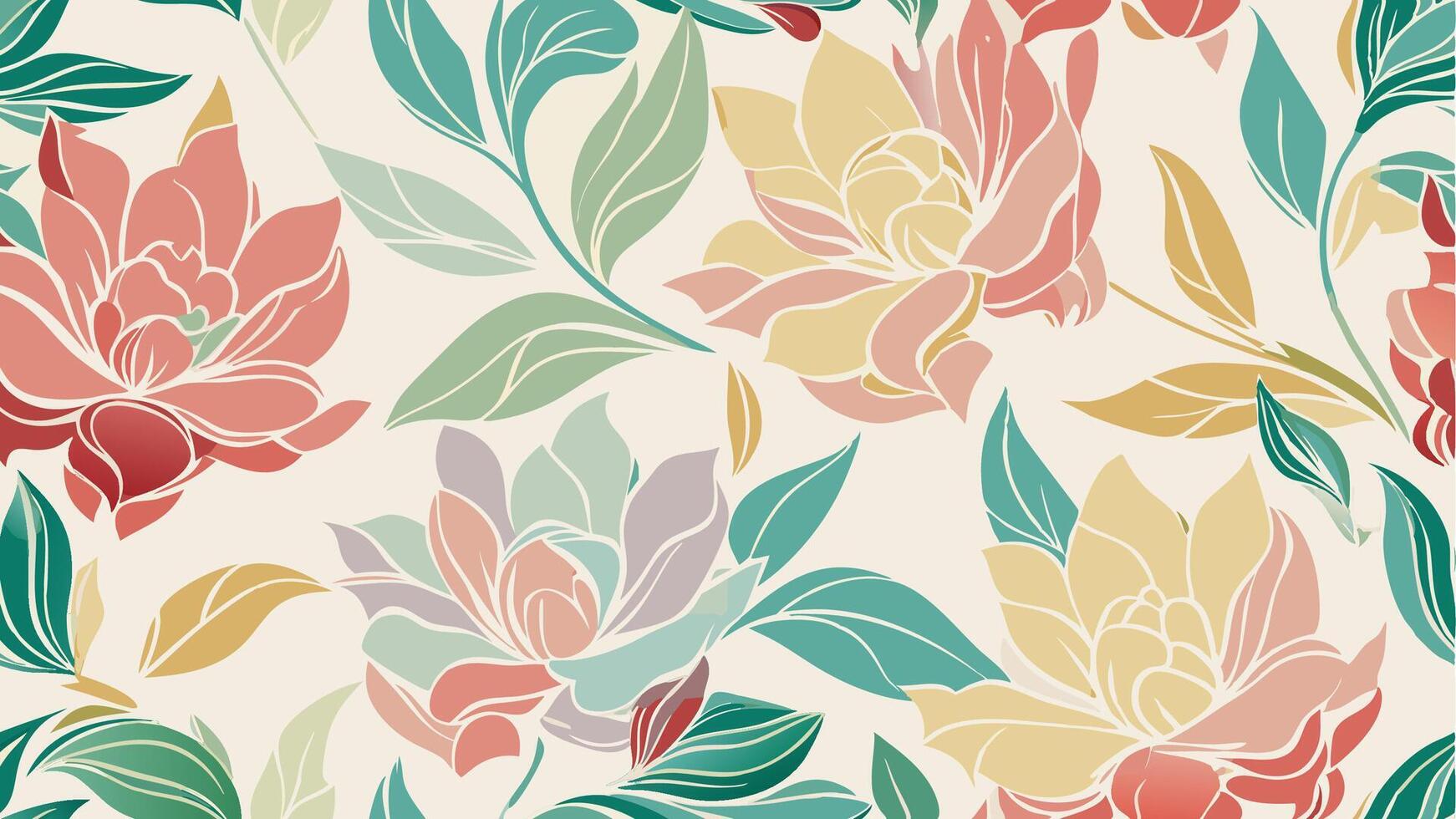 Seamless floral pattern background design vibrant colors digital art nature inspired aesthetic viewpoint vector