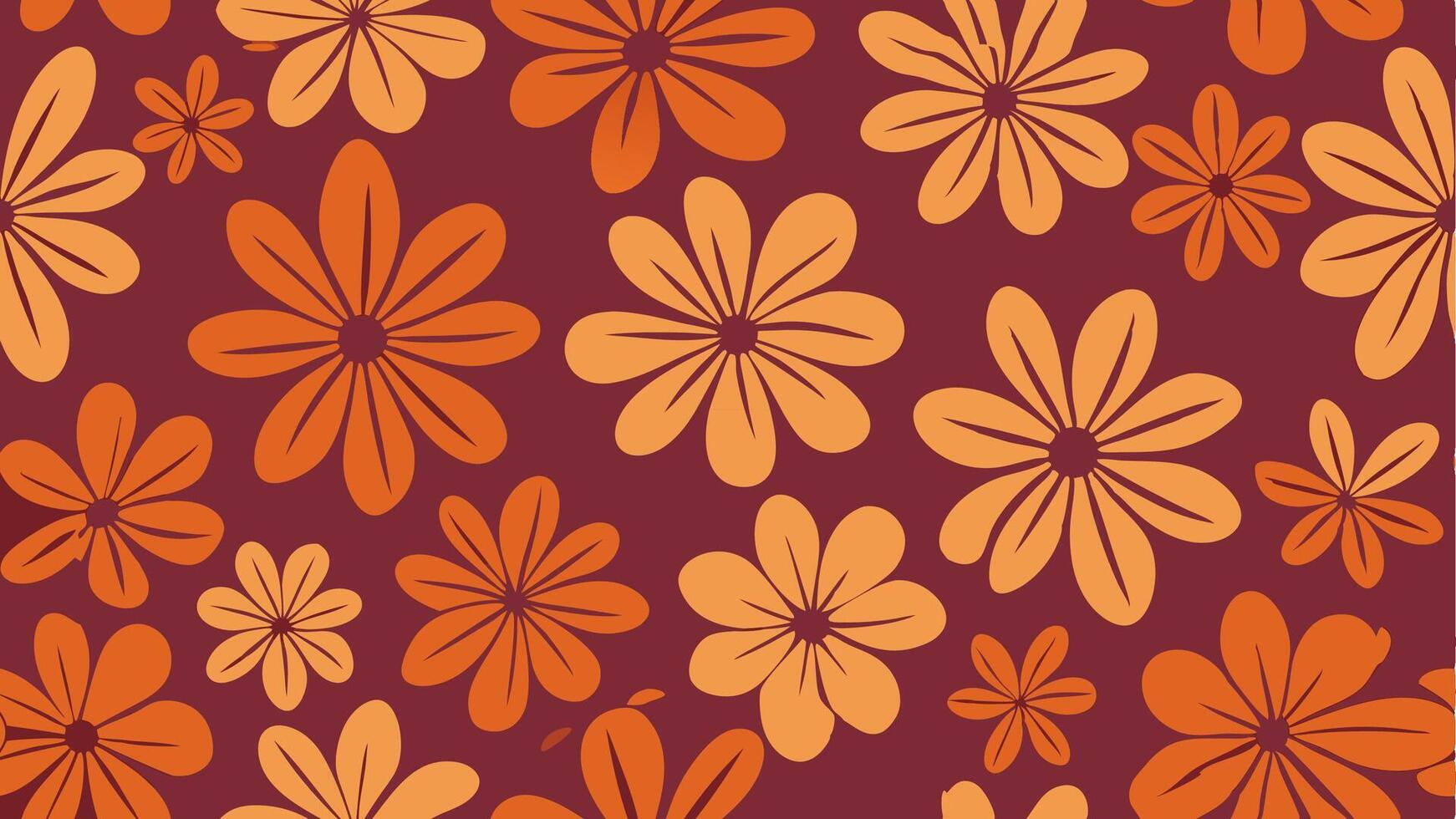 Seamless floral pattern background design warm orange blooms digital art creative environment artistic viewpoint vector