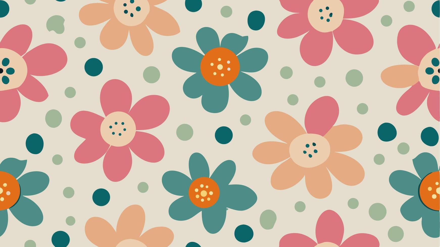 Seamless floral pattern background digital design modern aesthetic bright colors artistic viewpoint nature inspired vector