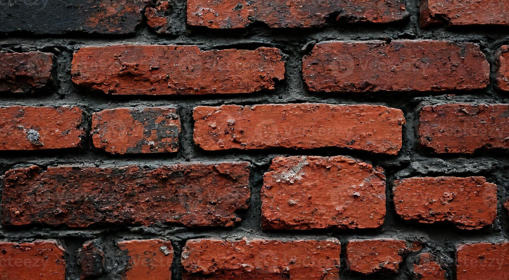 Textured Red Brick Wall with Mortar, Rustic Background Design photo