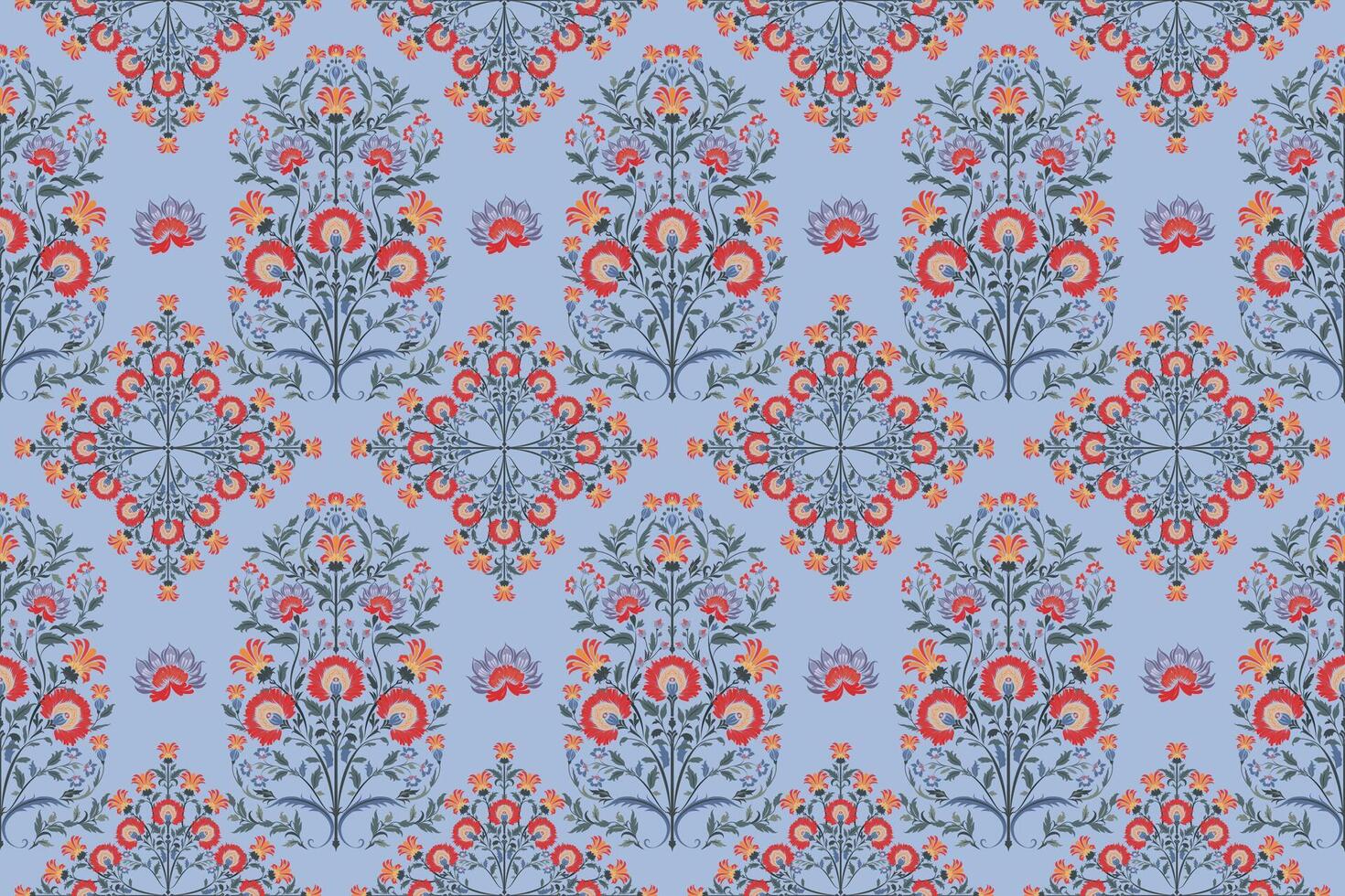 Seamless damask ethnic textile pattern with refined details. vector