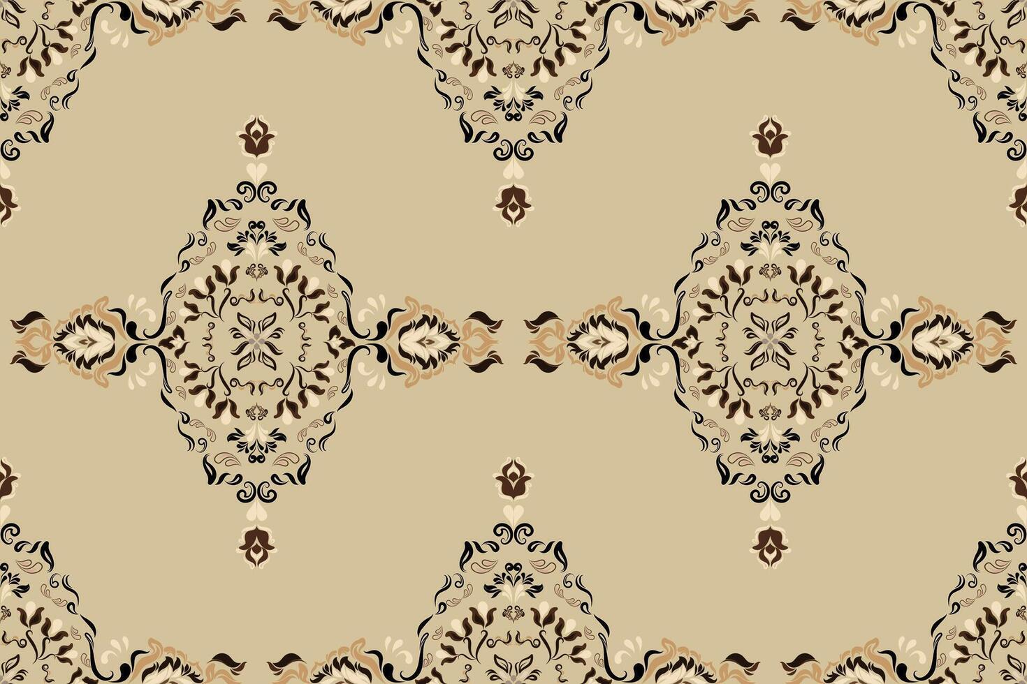 Artistic ethnic pattern inspired by damask lace motifs. vector