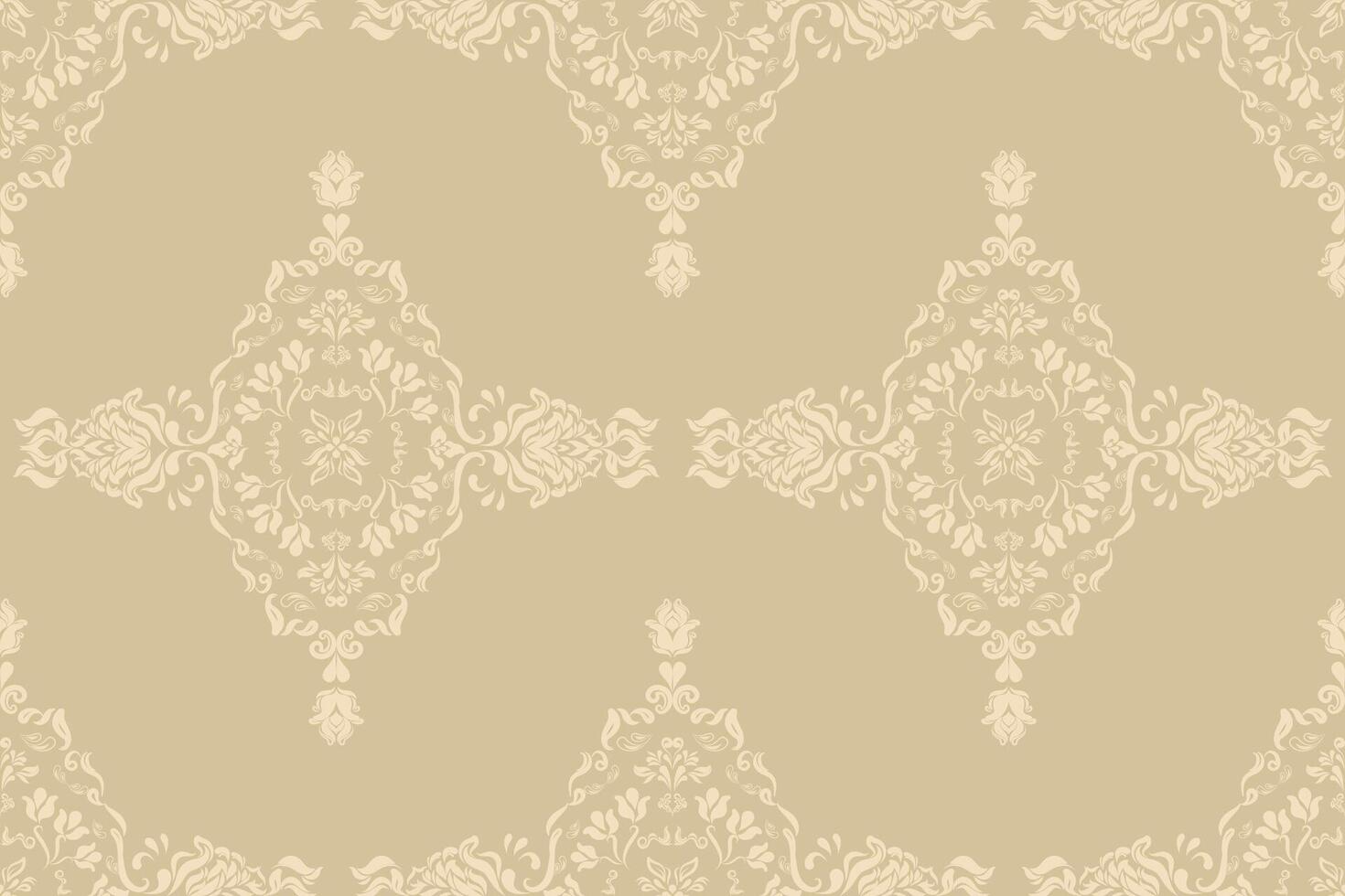 Detailed ornamental damask pattern with ethnic linework. vector