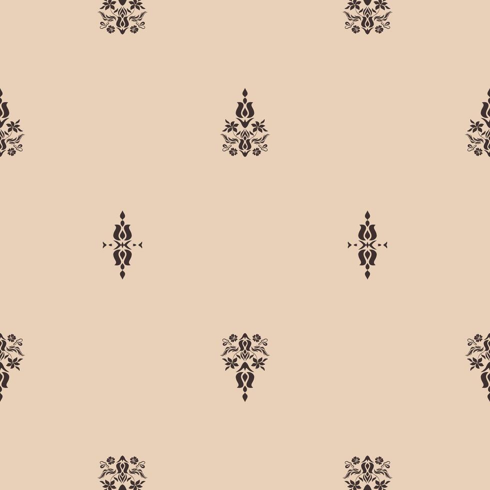 Elegant ornamental ethnic pattern in damask repeat style. vector