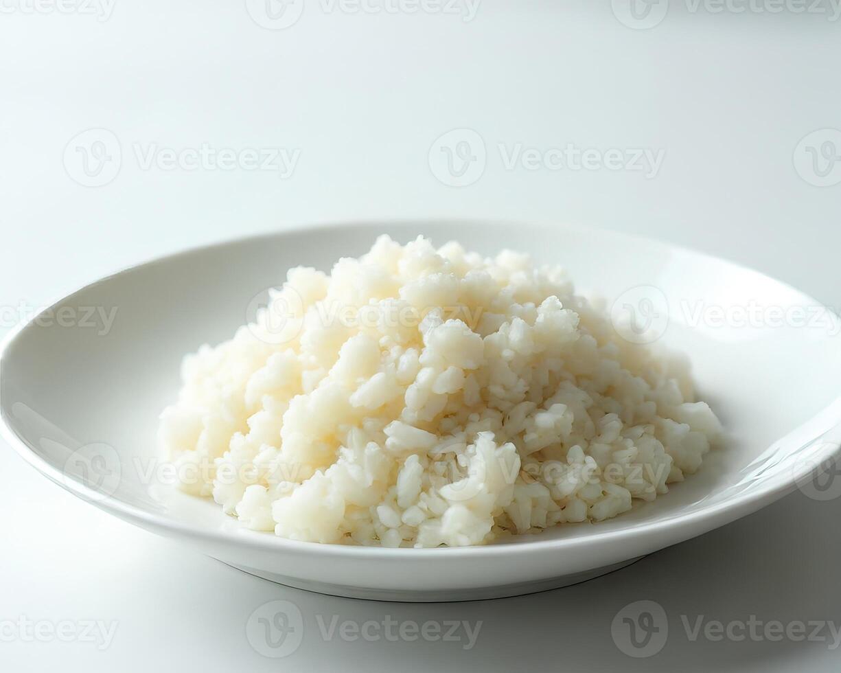 Steaming White Rice in a Simple Bowl on a Clean Surface photo
