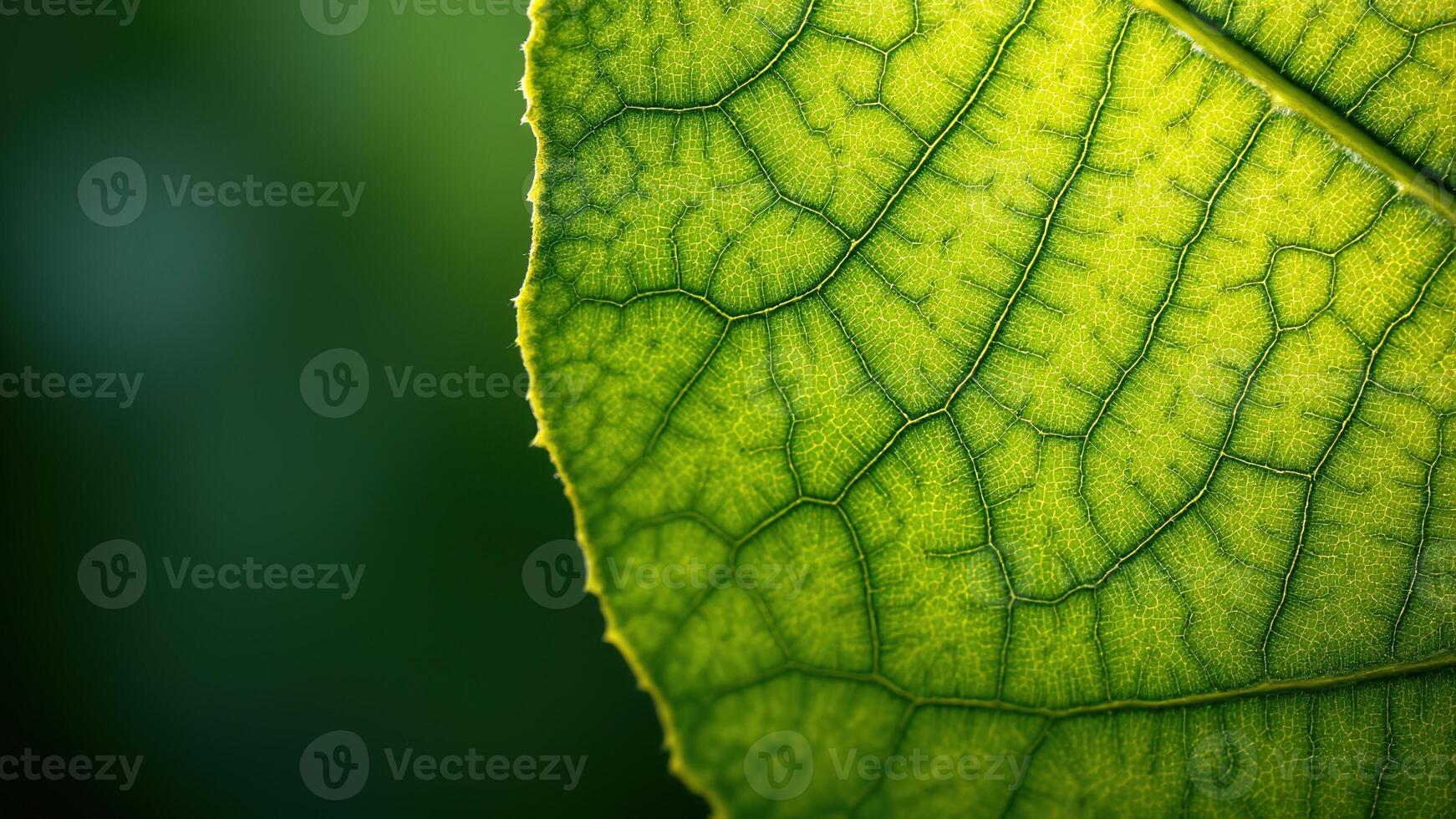 Close-Up of Green Leaf Texture with Veins and Natural Patterns photo
