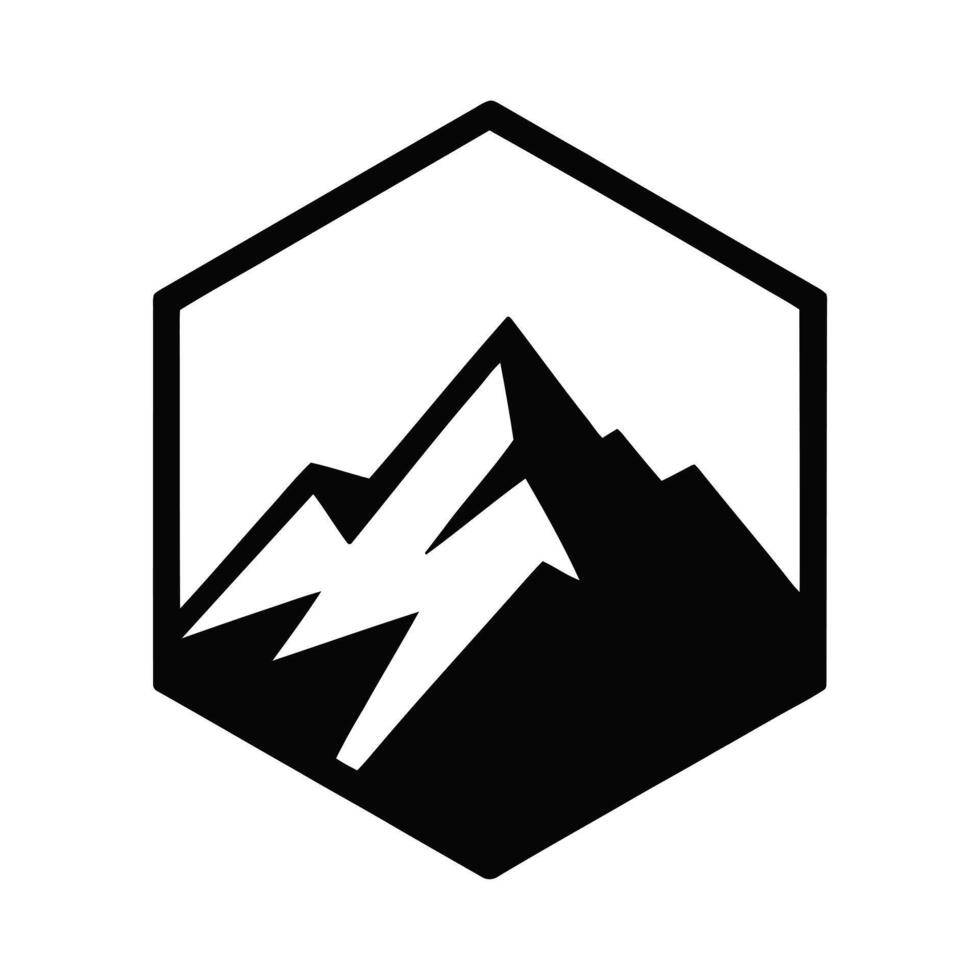 Mountain peak hexagon logo design graphic vector