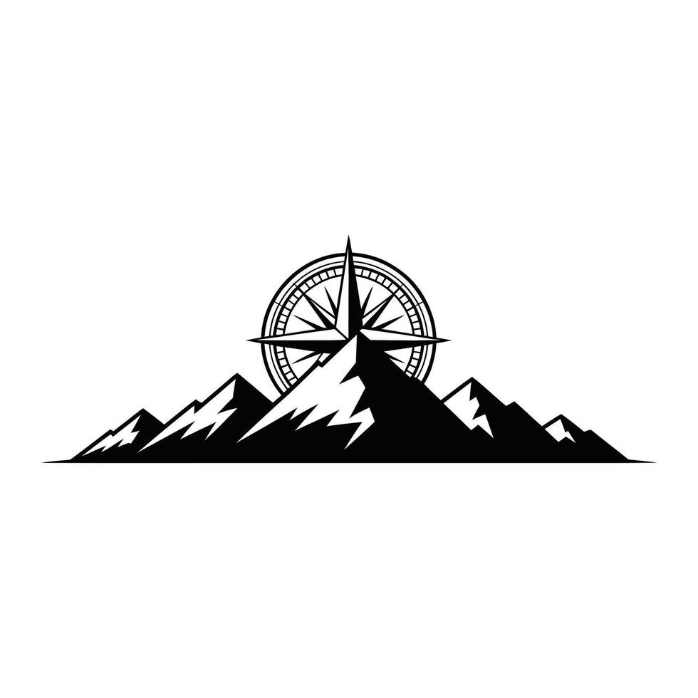 Compass guiding mountain range adventure travel vector