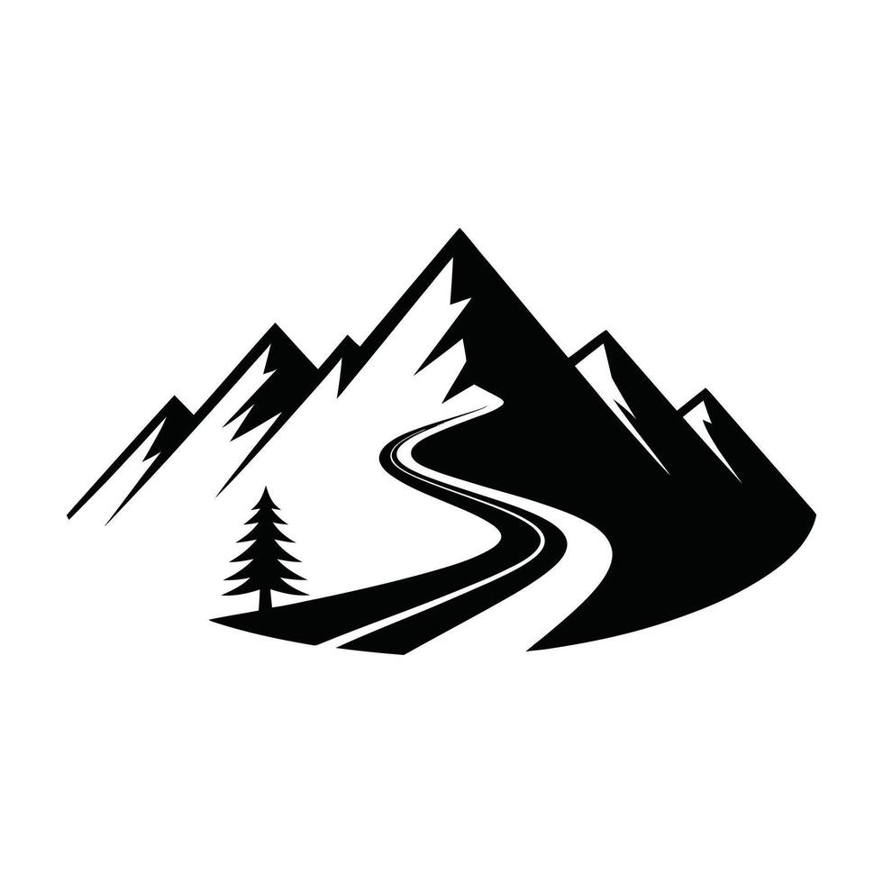 Winding road through majestic mountain peaks vector