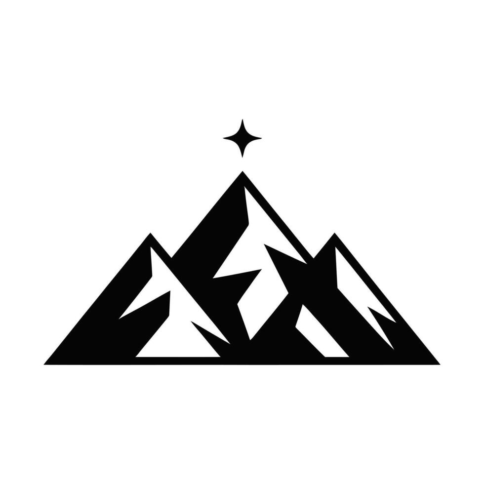 Majestic mountain peaks under a guiding star vector