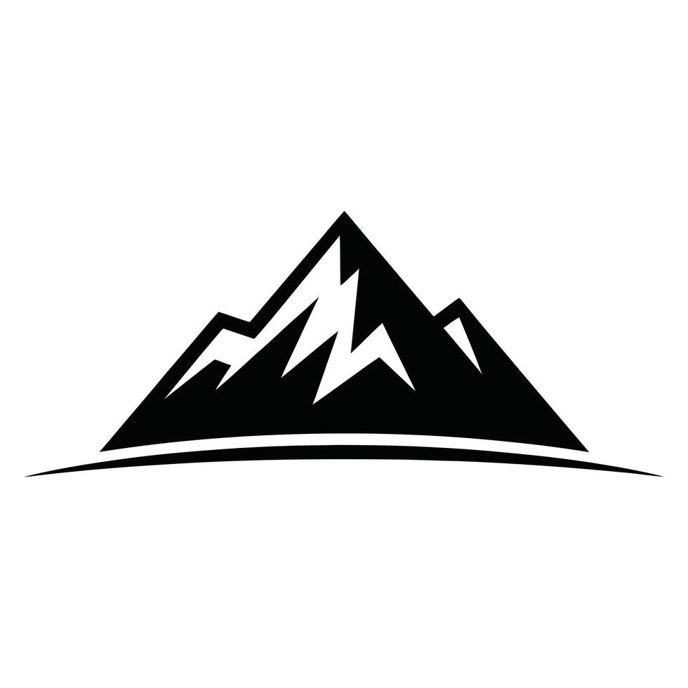 Majestic mountain peak black and white icon vector