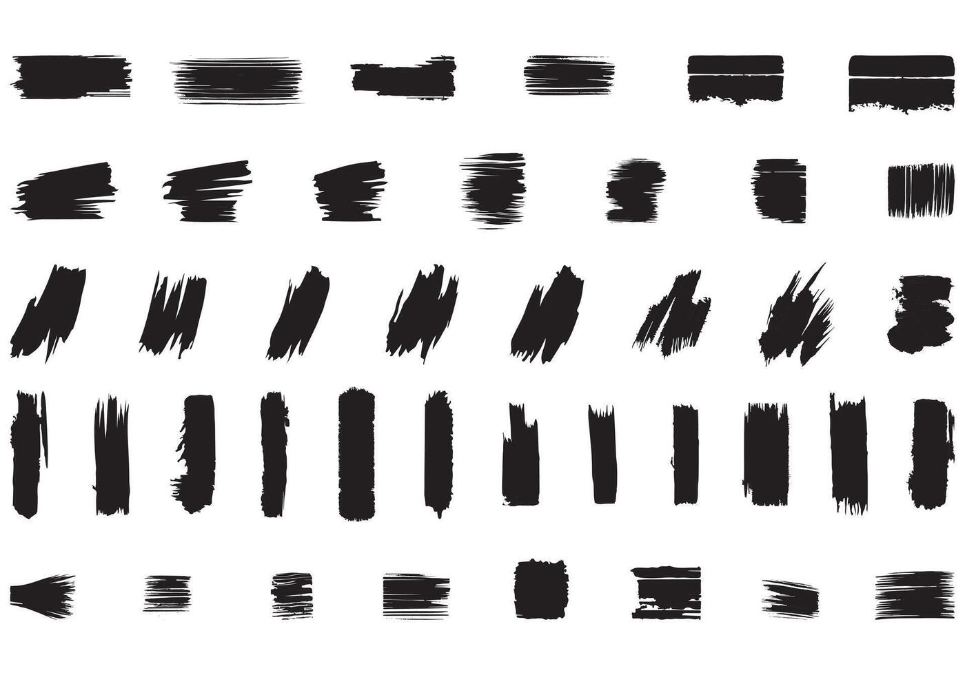 brush Silhouette paint stroke set and texture grunge element bundle vector
